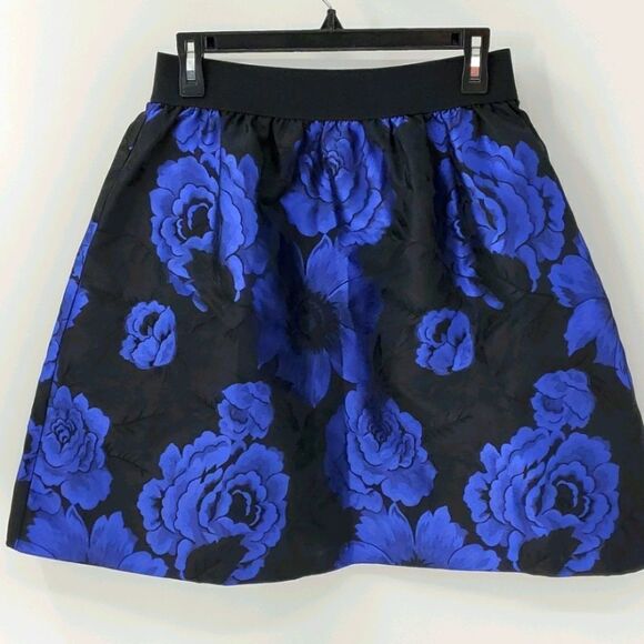 MSK Dresses & Skirts - MSK black skirt with royal blue flowers size medium. Goth, Y2K